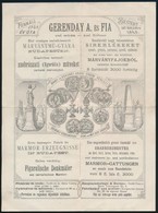 1896 Bp., Gerenday A. és Fia Akadémiai Szobrász Díszes Számlája, Okmánybélyeggel, Hajtogatva, De Jó állapotban - Zonder Classificatie