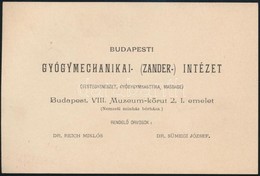 1897 A Budapesti Gyógymechanikai (Zander) Intézet Havijegye, Dr. Baróthy Lajos (1856-1933) Irodalomtörténész Részére Kiá - Unclassified