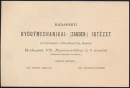 1897 A Budapesti Gyógymechanikai (Zander) Intézet Havijegye, Dr. Baróthy Lajos (1856-1933) Irodalomtörténész Részére Kiá - Non Classés