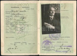 1930-1931 Magyar Királyság Fényképes útlevele Almássy András Szabó Mester Részére, Csehszlovák Bejegyzésekkel. A Hátsó B - Zonder Classificatie