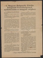 1956 Október 26 Az MDP Központi Vezetőségének Nyilatkozata A Magyar Néphez. 23x31 Cm - Sin Clasificación