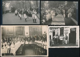 Cca 1920-1940 Vegyes Fotó Tétel, 4 Db, Kettőn Egy Zsoké Temetésével, Valamint Két Csoportképpel, Az Egyiken Egy Söröző E - Other & Unclassified