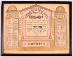 Cca 1943 Izraelita Vallású Elhunyt Személy Halálának évfordulós Napjait Tartalmazó Emléktáblázat, üvegezett Keretben - Other & Unclassified