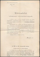 1895 Belügyminiszteri Rendelet A Címer Kötelező Használatáról A  Magyar Hajókon. Mellékelve Az 1848. évi XXI. Címer Szöv - Zonder Classificatie