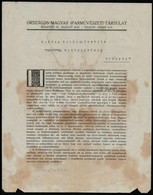 1920 Bp., Az Országos Magyar Iparművészeti Társulat Körlevele - Zonder Classificatie