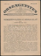 1941 Országépítő. I. évf. 1. Sz., 1941. Január 15. A Címlapon Teleki Pál: Nemzetpolitikai Szolgálat C. Vezércikkével. Bp - Zonder Classificatie