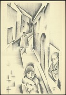 Molnár C. Pál (1894-1981): Éjszakai Járókelő, Kis Szériás Ofszet, Papír, 29×21 Cm - Zonder Classificatie