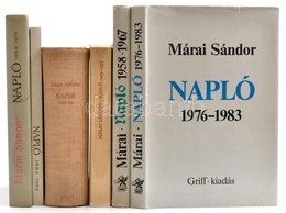Márai Sándor Napló Sorozat 6 Kötete, Teljes Sorozat! 
Napló. (1943-1944.) Márai Sándor Munkái. Bp., 1945, Révai. Első Ki - Non Classés