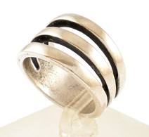 Ezüst(Ag) Háromsoros Gyűrű, Jelzett, Méret: 57, Nettó: 6,7 G - Other & Unclassified