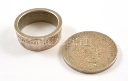 1948 Angol Ezüst (Ag.) 2 Shillingből Készült Gyűrű, Jelzés Nélkül, Méret: 64-65, Nettó 9,9 G + Angol Ezüst (Ag.) 2 Shill - Other & Unclassified
