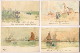 ** * 16 Db RÉGI Holland Litho Művészlap Sorozat, H. Lassiers Szignóval / 16 Pre-1900 Dutch Litho Art Postcards In A Seri - Unclassified