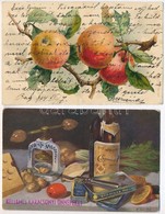 ** 2 Db RÉGI Csendélet Művészlap / 2 Pre-1910 Art Motive Postcards With Still Life Paintings - Ohne Zuordnung