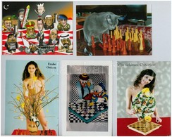 ** * 22 Db MODERN Sakk Motívumlap, Pár Erotikus Lappal / 22 Modern Chess Motive Postcards With Some Erotic Ones - Unclassified