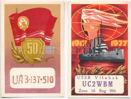 * 8 Db MODERN Szovjet QSL, Azaz Rádióamatőr összeköttetést Igazoló Lap, Reklámok / 8 MODERN Soviet QSL, I.e. Confirmatio - Ohne Zuordnung