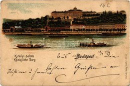 T2/T3 1901 Budapest I. Királyi Palota, Gőzhajók. Gustav Ertel Litho (kis Szakadás / Small Tear) - Zonder Classificatie