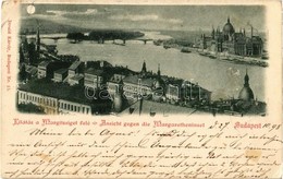 T2/T3 1898 Budapest I. Kilátás A Margitsziget Felé, Margit Híd, Országház. Kiadja Divald Károly Nr. 15. (EK) - Zonder Classificatie