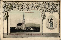 * T2/T3 1913 Budapest II. Máriaremete, Templom, Kegykép. Art Nouveau, Floral  (Rb) - Zonder Classificatie