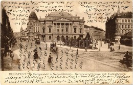 T2 1905 Budapest VIII. Kerepesi út (Rákóczi út), Népszínház, Villamos, Hirdetőoszlop - Zonder Classificatie