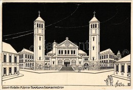 T3 1935 Szombathely, Szent Kvirin Mártír Temploma, Artist Signed (vágott / Cut) - Non Classificati