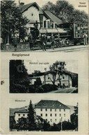 T3 1917 Borgóprund, Prundu Bargaului;  Vasútállomás, Gőzmozdony, Vasutasok, Merített Papírgyár, Műmalom, Hengermalom / B - Ohne Zuordnung