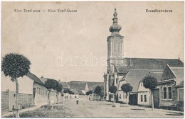 * T4 1918 Erzsébetváros, Dumbraveni; Kiss Ernő Utca, Mechitarista Templom. Kiadja Gustav Binder / Street View, Church (á - Zonder Classificatie