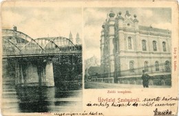 * T2/T3 1907 Szatmárnémeti, Szatmár, Satu Mare; Vashíd, Zsidó (izraelita) Templom, Zsinagóga. Kiadja Lövy M. / Bridge, S - Zonder Classificatie