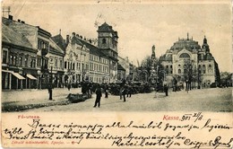 T2/T3 1901 Kassa, Kosice; Fő Utca, Szekerek. Divald / Main Street, Shops, Horse Carts (EK) - Unclassified