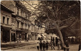 T2/T3 1907 Kassa, Kosice; Fő Utca Kis Sétatérrel, Kávéház és Vendéglő, étterem, Frankfurter N., Szántó A. üzlete, Kassai - Zonder Classificatie