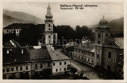 ** T1 Rozsnyó, Roznava; Fő Tér, Templomok, Dohány Nagyáruda / Hlavné Námestie / Main Square, Churches, Tobacco Shop - Zonder Classificatie