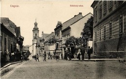 * T3 Ungvár, Uzshorod, Uzhorod; Rákóczi Utca, Katolikus Templom, üzletek. Kiadja Földesi Gyula 1621. / Street View, Shop - Unclassified