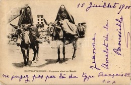 T2/T3 1900 Hautes-Pyrénées, Paysannes Allant Au Marché / Women On Donkeys Heading To The Market (EK) - Unclassified