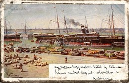 * T2/T3 1899 Kolkata, Calcutta; Port, Quay, Steamships, Artist Signed - Ohne Zuordnung