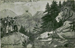 T2 Alto Adige, Südtirol, South Tyrol; Bauernschreck / Hunter Humour With Lion. B.K.W.I. S: F. Linzer - Ohne Zuordnung