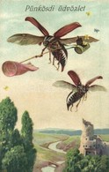 T2 Pünkösdi Üdvözlet / Pentecost, May Bugs (Cockchafers), L&P 2252. Litho - Non Classificati