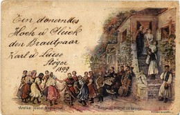 T2/T3 1899 Aratási Jelenet Nógrádban, Ezredéves Országos Kiállítás / Harvest, Hungarian Folklore Art Postcard. Brown 2 K - Zonder Classificatie