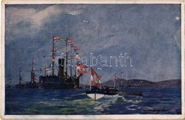 T2/T3 1918 Die Seeschlacht Bei Lissa. Flaggengala In Hafen Von Lissa. K.u.K. Kriegsmarine. Kriegshilfsbüro Nr. F. 112. / - Sin Clasificación