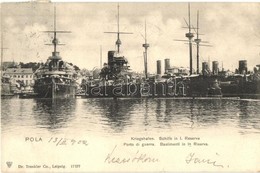 T2 1902 Pola, Osztrák-magyar Hadihajók Arzenálja A Kikötőben / K.u.K. Kriegsmarine Warships' Arsenal At The Port - Unclassified