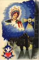 ** T1 Második Világháborús Katonai üdvözlőlap / WWII Hungarian Military Greeting Art Postcard S: Bozó - Non Classés