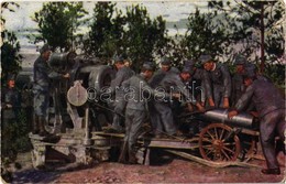 T2/T3 1916 Világháború 1914-1915. 30,5-es Mozsár, A Löveg Bevezetése / WWI K.u.K. Military Art Postcard, Loading A 30,5  - Ohne Zuordnung