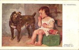 T2 Schmeckt's? Wo Bleibe Ich? / Child With Dog, Galerie Wiener Künstler Nr. 388.  S: Fr. Wiesenthal - Ohne Zuordnung