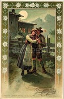 T2 Romantic Couple, Floral, Serie 40. Unterm Monde, Rafael Neuber Litho S: E. Döcker - Zonder Classificatie
