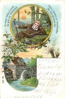 T2/T3 Mill, Man, Art Postcard, Floral, Litho - Ohne Zuordnung