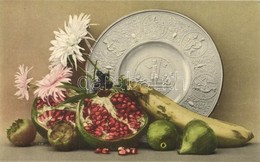 * T2 Pomegranate Fruit Still Life With A Silver Plate, Martin Rommel & Co. Hofkunstanstalt No. 636 - Zonder Classificatie