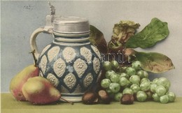 * T2 Pear And Grape Fruit Still Life With Mug, Martin Rommel & Co. Hofkunstanstalt No. 638 - Ohne Zuordnung