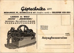 ** T2/T3 Géptechnika Kft. Langen & Wolf, Deutz Oberursel Motor és Gépgyárak Vezérképviseletének Reklámja. Mindennemű Mot - Unclassified