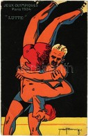 ** T3 1924 Paris, Jeux Olympiques. Lutte / 1924 Summer Olympics Advertisement Postcard. Wrestling. L. Pautauberge Litho  - Non Classés