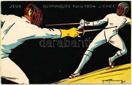 * T2/T3 1924 Paris, Jeux Olympiques. Épée / 1924 Summer Olympics Advertisement Postcard. Fencing. L. Pautauberge Litho S - Non Classés