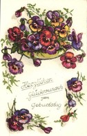 * T2 Birthday, Decorated Floral, Litho - Unclassified