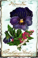 T2/T3 1908 Birthday Greetings; Floral Mechanical Postcard - Unclassified