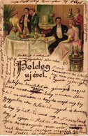 T2/T3 'Boldog új évet' / New Year, Restaurant, Litho (EK) - Zonder Classificatie